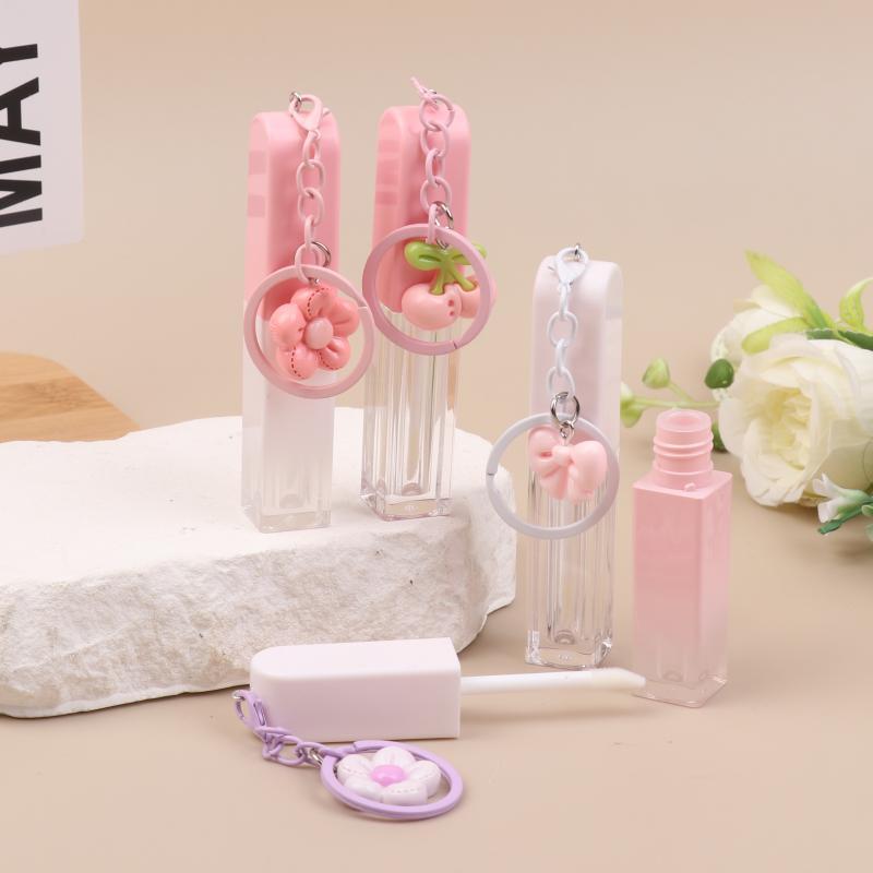 Lippengloss-Flasche mit Schlüsselanhänger, Farbverlauf, Leere Lippenstift-Gloss-Hülse, Nachfüllbarer Flüssigkeitsbehälter, Flasche, Lippenstift-Probenflasche