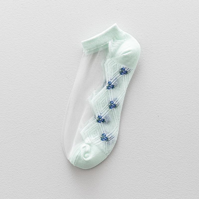 

Ультратонкие прозрачные красивые эластичные короткие носки с кружевом и кристаллами one size