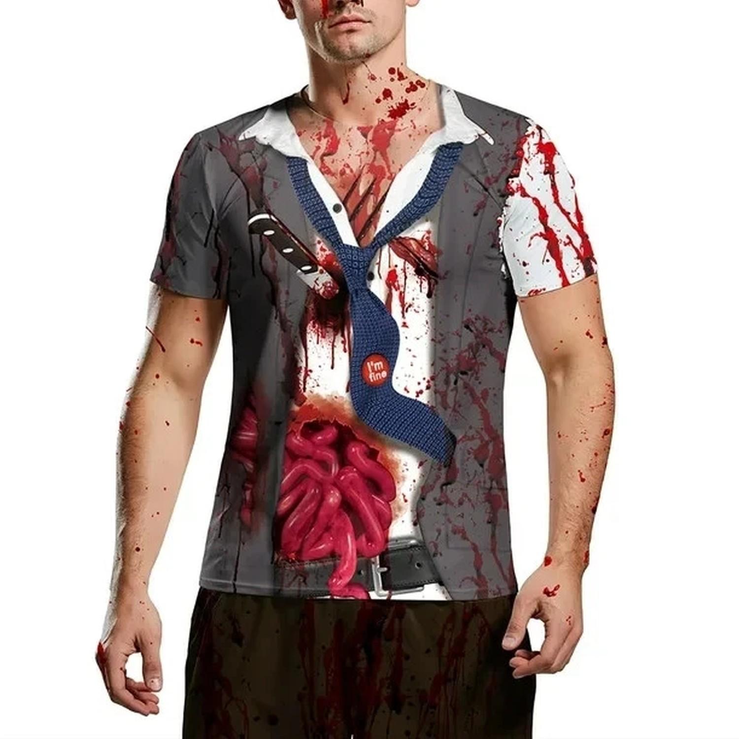 Bloody Halloween 3D T-Shirt – Horror All Over Print Graphic Tee – Unisex XL