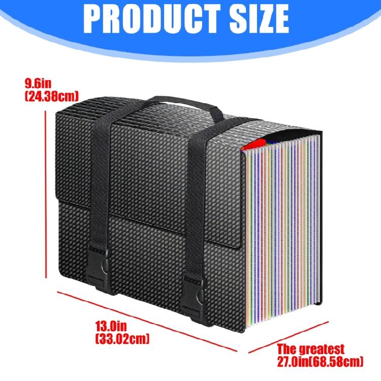 25 Compartments Expandable File Organiser Filing Bag with Handle Plastic Document Organiser for Offices 13x9.6Inch