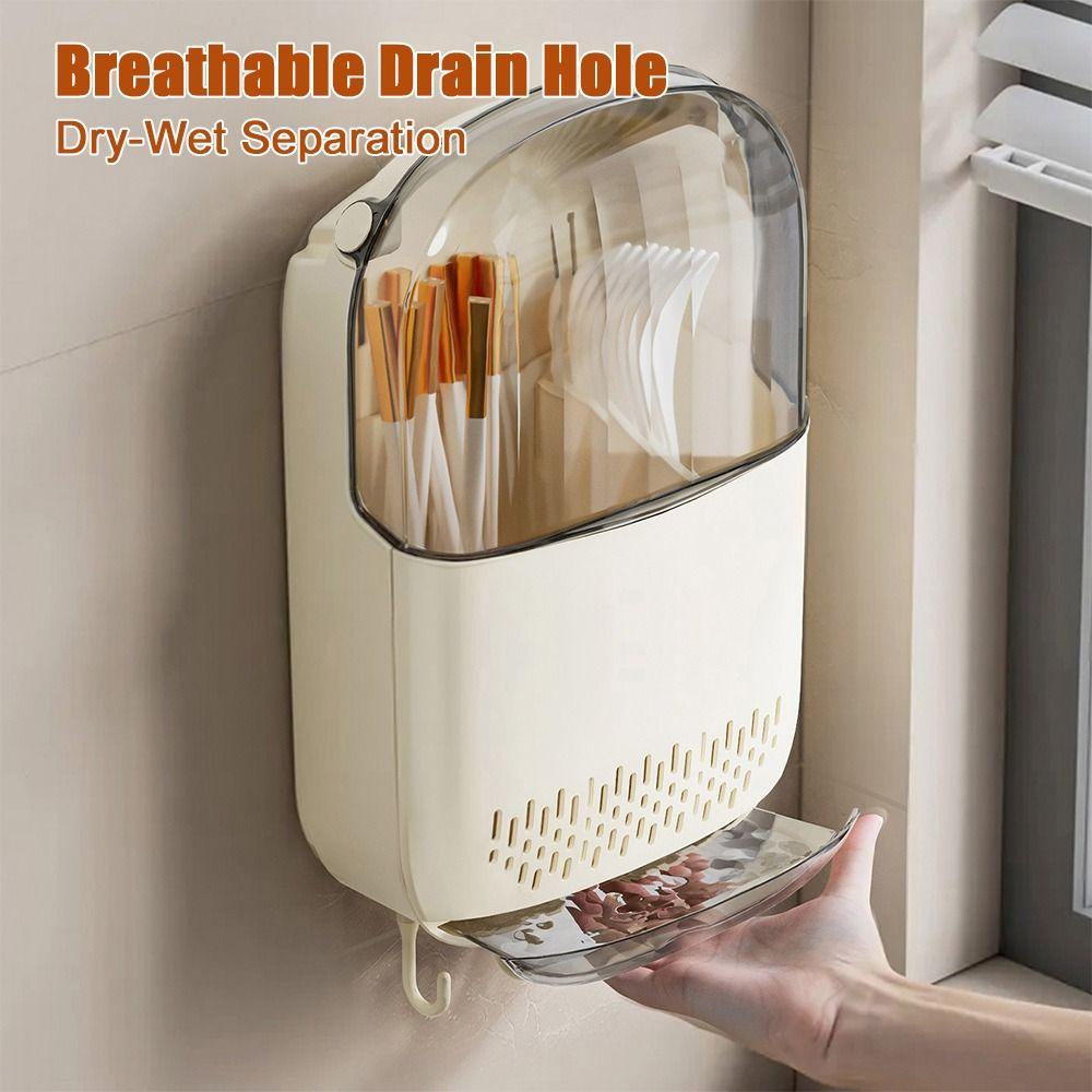 Dust-proof Utensil Holder Wall Mounted Chopstick Holder Durable Chopstick Storage Box  Kitchen