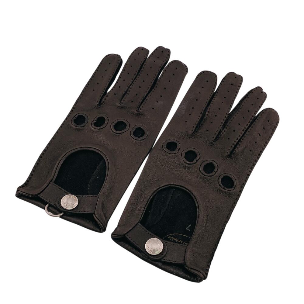 HERMES Gloves gloves Serie leather gloves Brown leather Used
