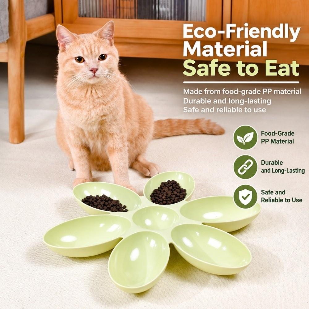 Multi-Compartment Pet Food Bowl 6-Petal Flower Feeding Dish Upgrade Pet Bowl Cat Dog