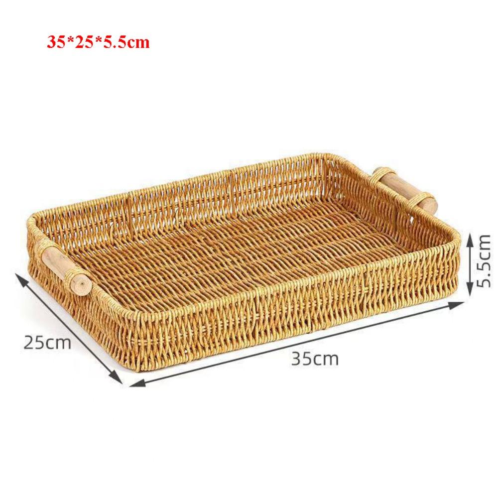 Hardness Rattan Wicker Woven Serving Baskets Household Handwoven Dried Fruit Dim Sum Snack Plate 4 Styles