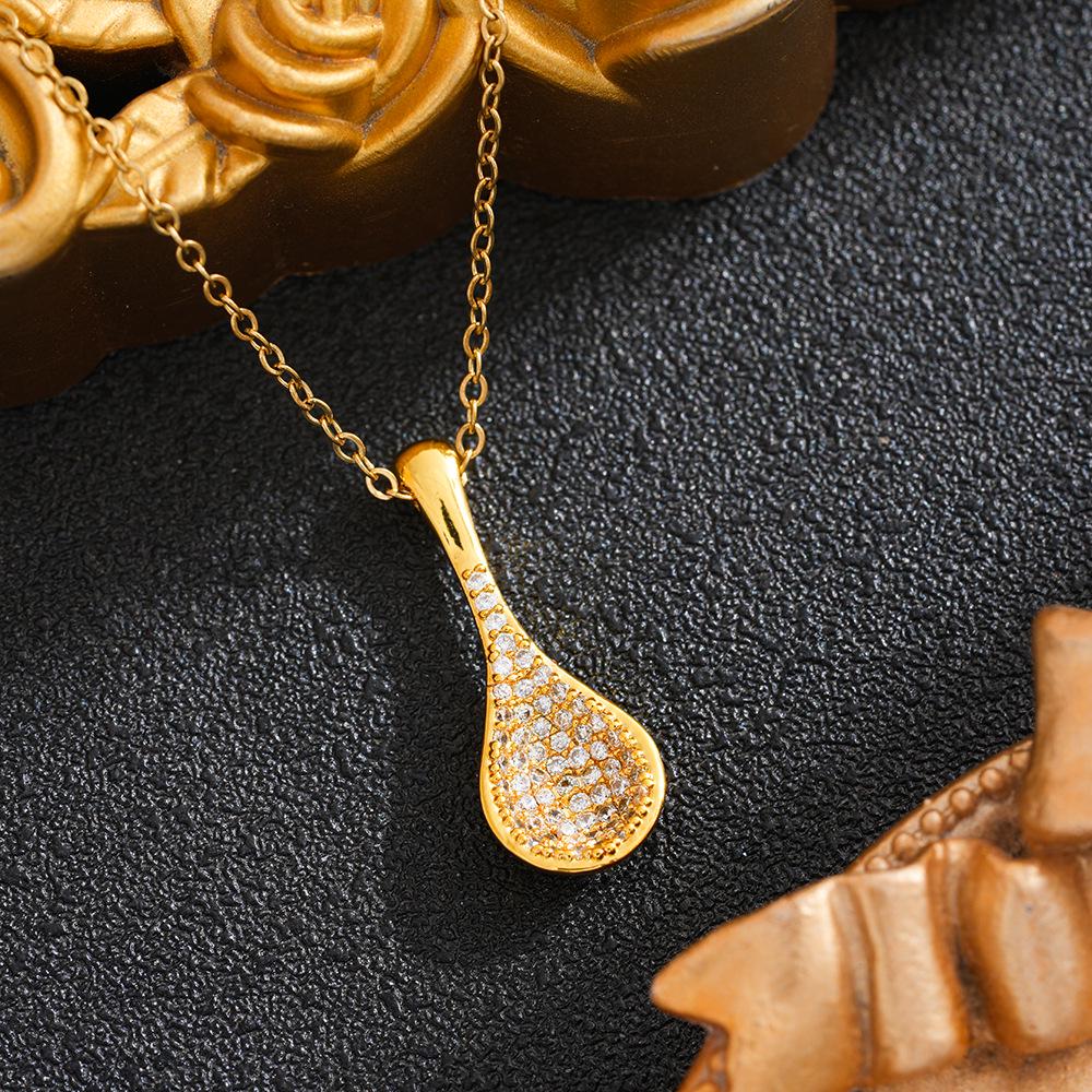 18K Gold-Plated Copper Zircon Water Drop Pendant for DIY Jewelry