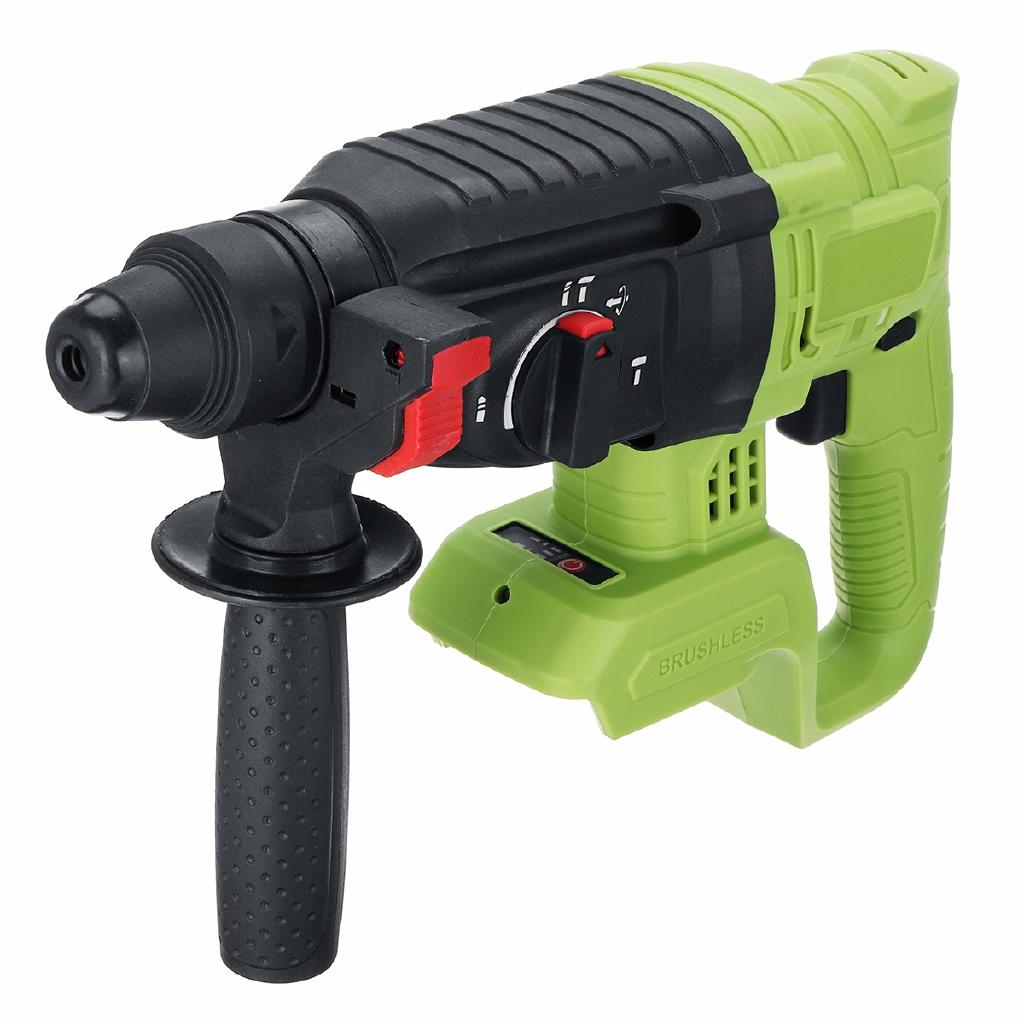 1200W Electric Hammer Brushless Cordless Hammer Drill Concrete Breaker Punch Jackhammer Power Drill Tool DC24V for 18V Battery