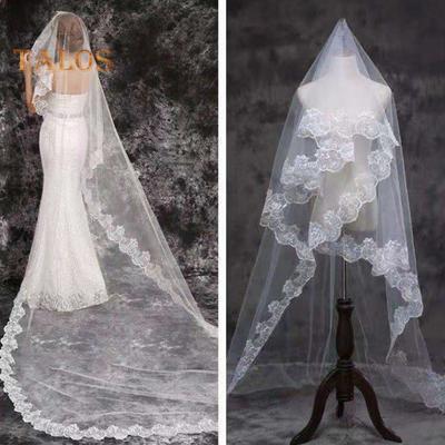 Velo da sposa Copricapo ricamato in pizzo a strato singolo Abito lungo Copricapo da sposa abbinato Servizi fotografici Accessori