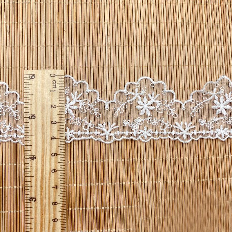 4 Metri 4,3 cm di larghezza Pizzo a rete ricamato a forma di onda bianco e nero abiti da sposa pigiami accessori rifinitura in pizzo