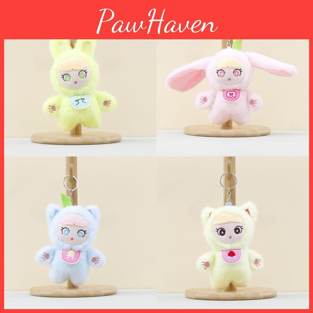 Transformative Bunny Plush Keychain Cartoon Dress Up Rabbit Toy Keyring And