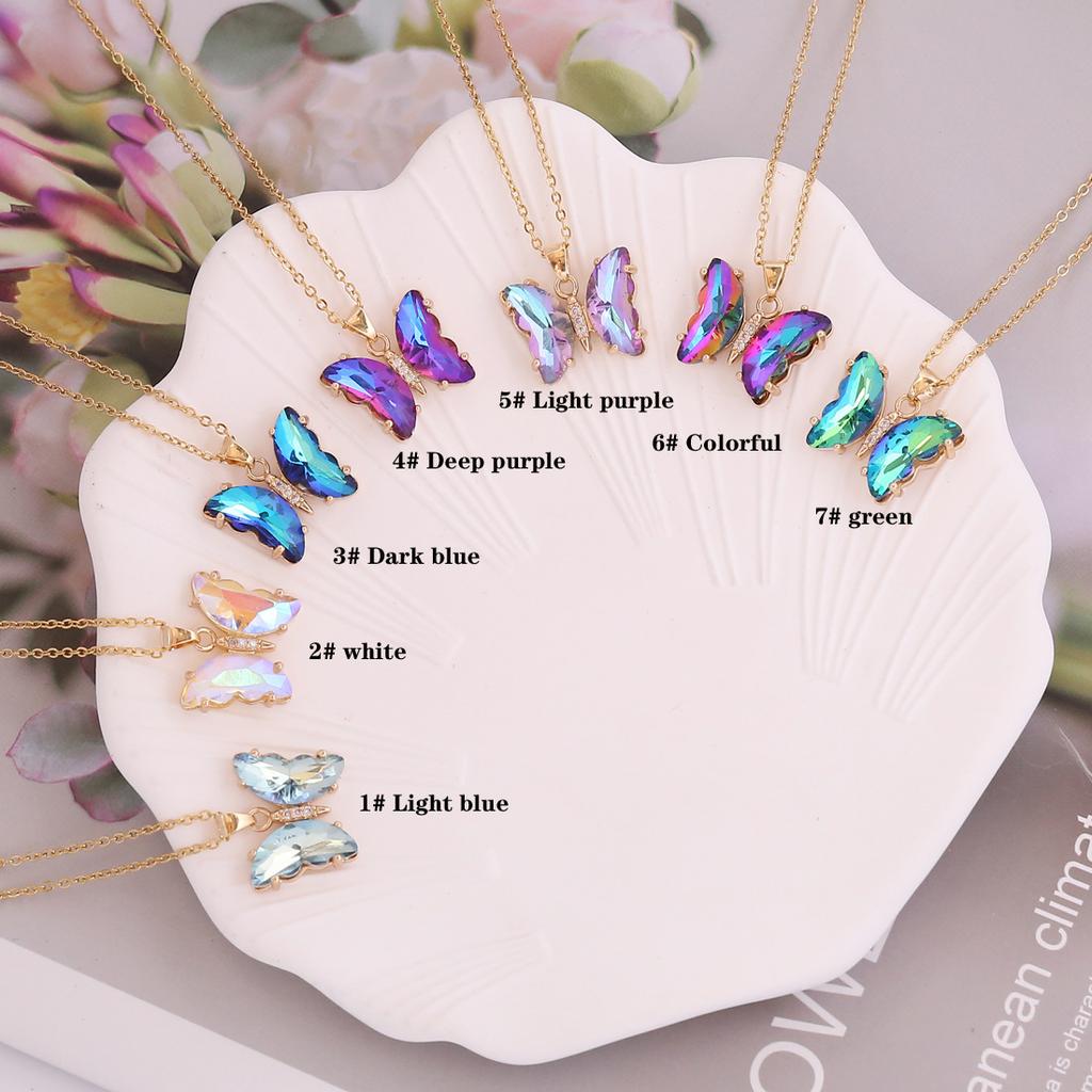 European American New Style Gradient Butterfly Necklace For Women Fashion Stainless Steel Jewelry Personalized Clavicle Chain