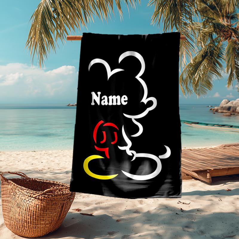 Custom Name Ultra-Soft Beach Towel with Mickey Theme,Ideal for Pool - Camping, Diving - Perfect Travel Essential, Vibrant Beach Towel.