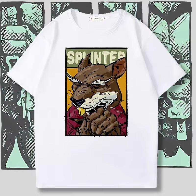 Retro Cartoon Ninja Turtle Style T-Shirt Kids Green Shell Hero Graphic Tee Boys Unisex Vintage Washed Cotton Short Sleeve Oversized Y2K Streetwear
