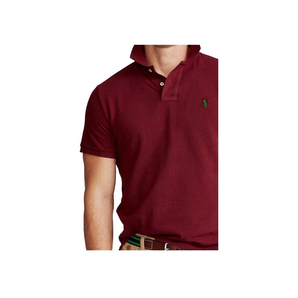 Polo Ralph Lauren Solid Color Logo Embroidered Short Sleeve Polo Shirt Men tops Burgundy 710794276-012