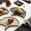 Xiangchong Ceramic Gilded Ginkgo Leaf Serving Plate
