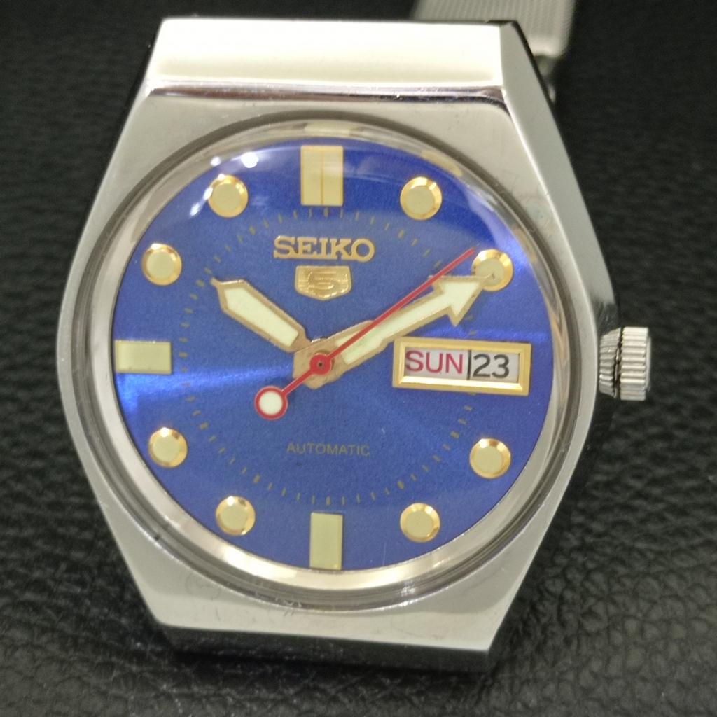 JAPAN VINTAGE SEIKO 5 AUTOMATIC MENS BLUE COLOR DIAL WATCH a701653-5 R206c-a701653