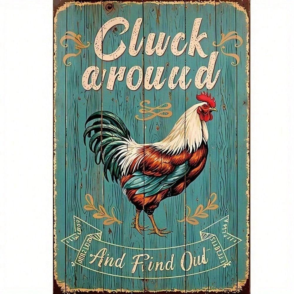 Metal Poster Retro Rooster Wall Decor for Chicken Coop