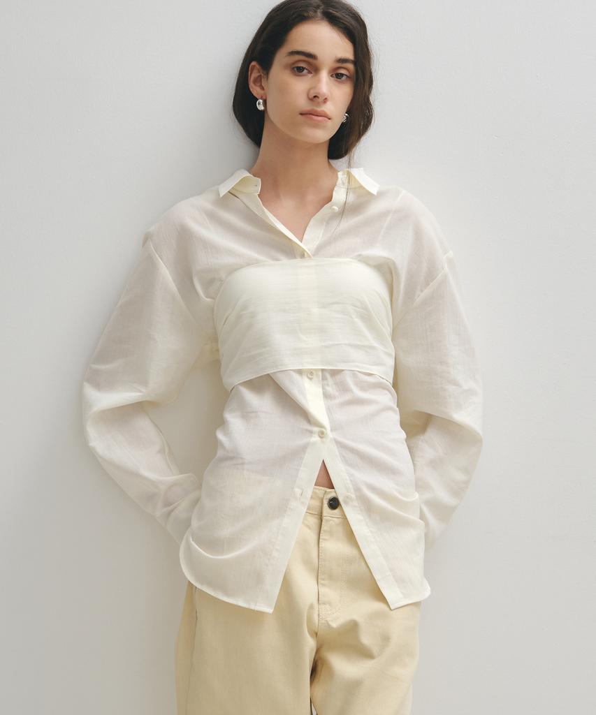Noir For Woman Pale Scarf Loose Fit Shirt (Buttercream)