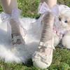 Girls Polka Dot Ruffle Tulle Butterfly Bow Knee Socks With Frictionresistant Fabric For Teens