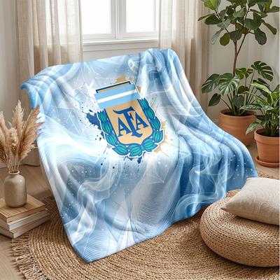Argentina Football Printed Flannel Blanket Skin Friendly Warm Decorative Throw for Indoor Couch Bed Daily Use