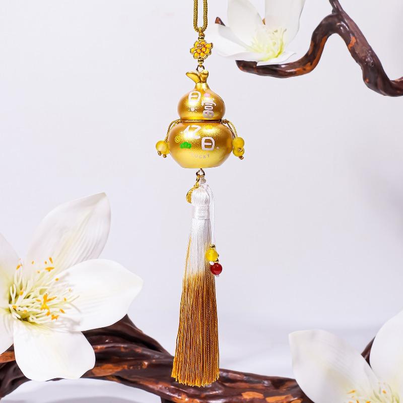 

Подвески-тыквы для автомобиля, Подвески для автомобиля для украшения внутреннего зеркала заднего вида, Смола Тыква Фулу Подарок Атмосфера Подвески для автомобиля Tassel - Ri Fu