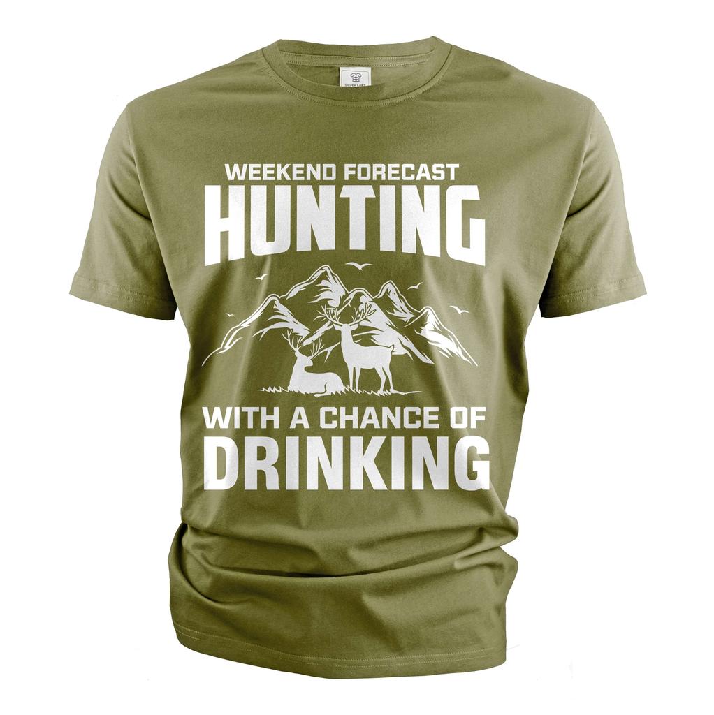 Jagd Lustiges Shirt Wochenendprognose Jagd mit Trinkchance Shirt