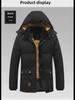 Men's Thick Plush Cotton Jacket, Large Size, Year-Round Warm Casual Coat