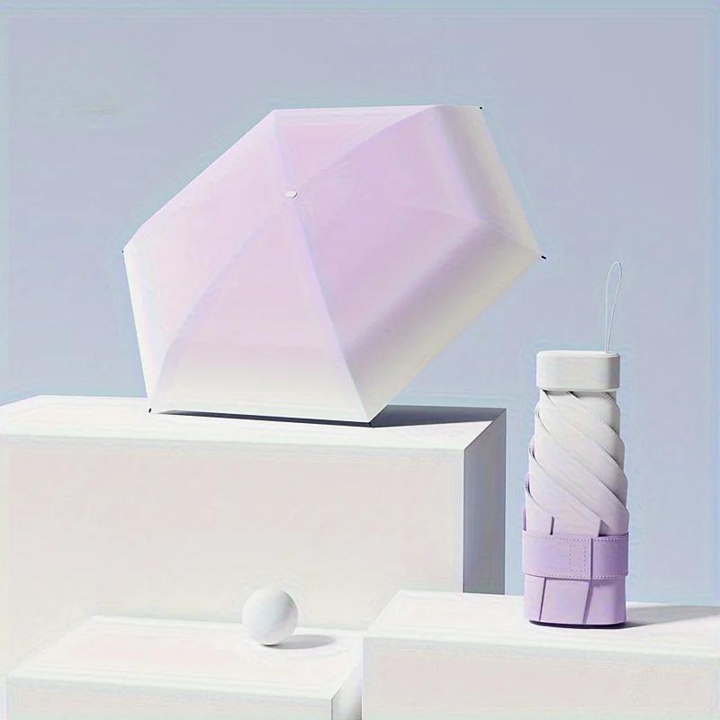 

Капсульный зонт от солнца Защита от солнца и УФ-защита Зонт Двойного назначения Женский Мини Пятисложный Маленький Портативный Карманный metal-fiber composite&6K