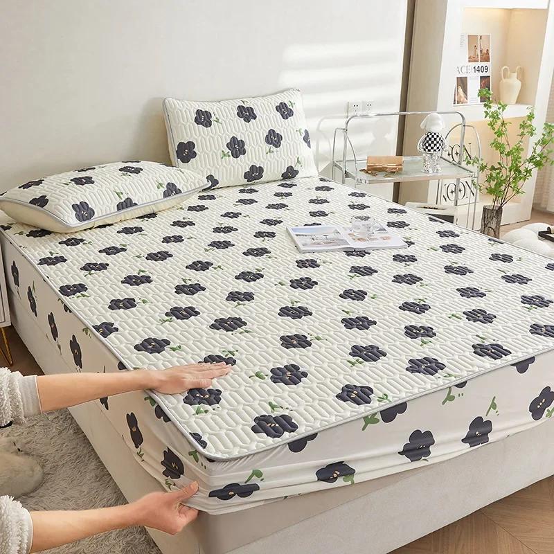 Summer New Thickened Latex Fitted Sheet Non-Slip Protective Bedspread Air Conditioner Three-Piece Set of Summer Sleeping Mat