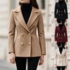 Women Double Breasted Blazer, Slim Waist Tailored Coat, Solid Long Sleeve Notched Lapel Formal Jacket, S-2XL, Office Business Outerwear