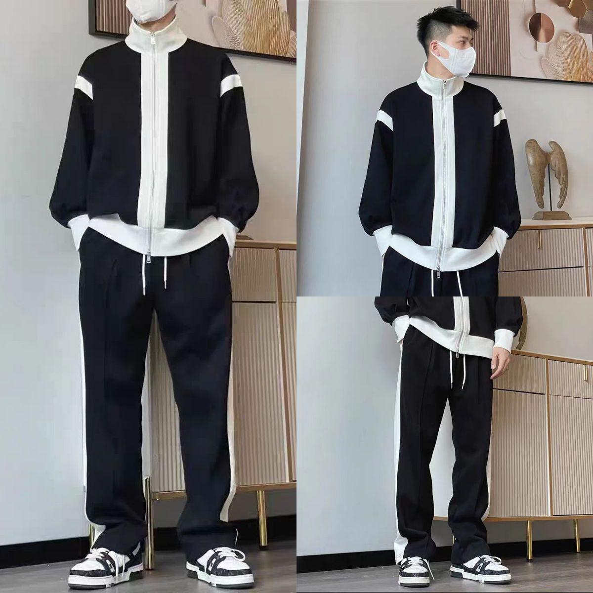 

Мужской спортивный костюм большого размера с флисовой подкладкой - Свободный крой, Повседневная, Универсальная верхняя одежда для осени и зимы M (100-120 jin)