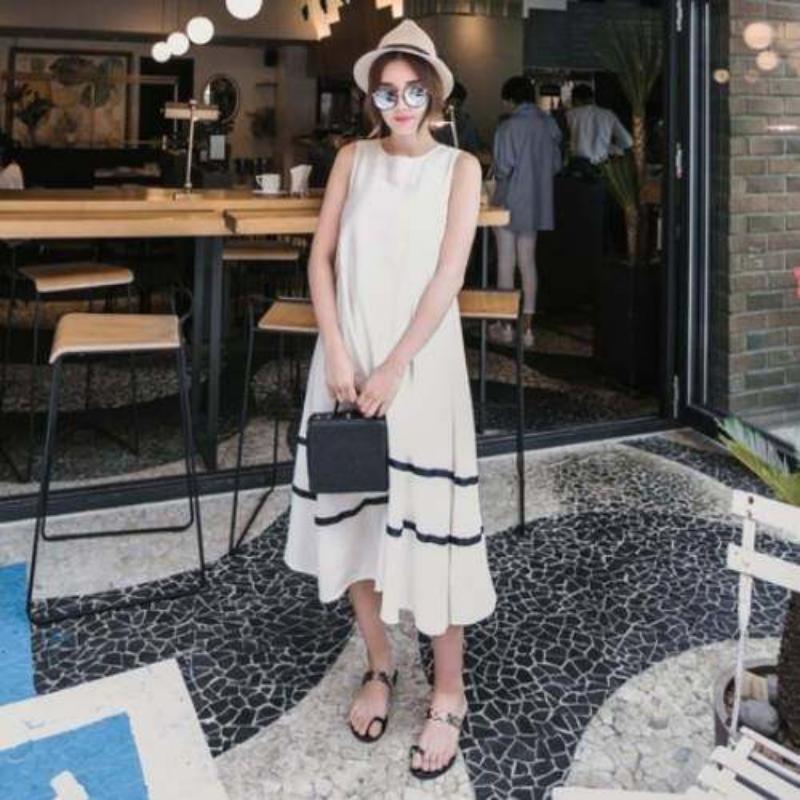 

Женское длинное платье без рукавов, платье с большой юбкой и подолом, летняя майка, длинное платье, большой размер, темпераментная свободная женская одежда 2XL белый