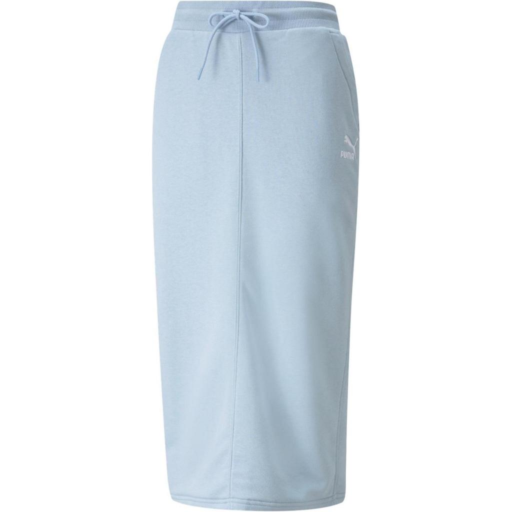 Puma Minimalist Brand Logo Comfortable Casual Knitted Long Dress Women Dresses Mist-Blue 533137-61