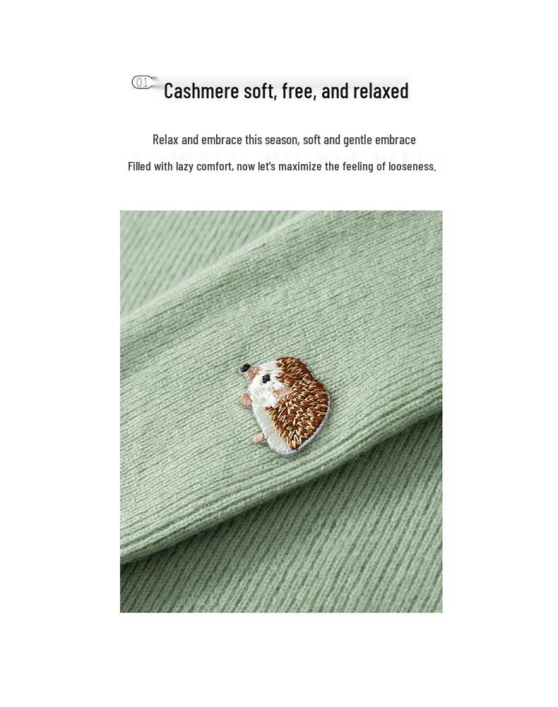Autumn/Winter 2025 Women's Slim-Fit Striped Cashmere Embroidered Knit Top