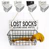 Iron Grid Socks Storage Basket Wall Mounted Lost Socks Container Hollow Metal Storage Rack  Closets