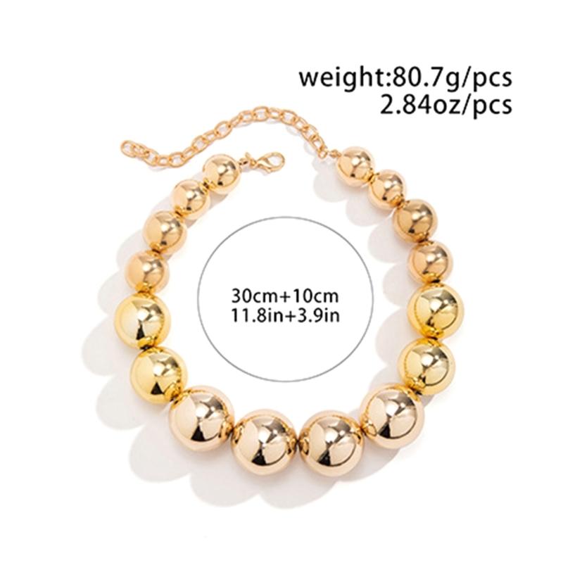 Big Beads Choker Necklace for Women Exaggerated Clavicle Chain Christmas Jewelry