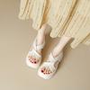 White Fairy Wind Platform Sandals Female Summer New Roman Shoes Cross Strap Thick Heel Flat Bottom Wear Beach Shoes