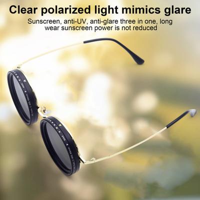 Round Polarized Glasses with ND Filter Lenses 1-9 Gears Adjustable Tint Sunglasses UV Protection Men Beach Fishing Driving Cycling Glasses Eyewear
