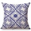 Traditional Delft Navy Blue Toile Floral Pattern Elegant Royal Luxury Home Decoration Cotton Linen Sofa Pillowcase Cushion Cover