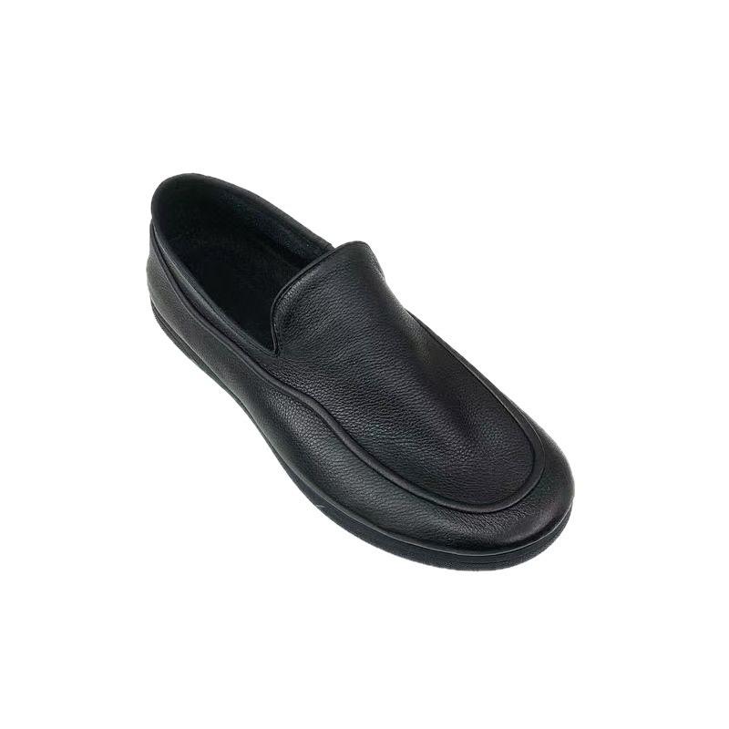 Summer Men's Leather Shoes Soft Sole Soft Surface Casual Shoes Business Leather Shoes One Pedal Shoes Soft Sole Black Work Shoes