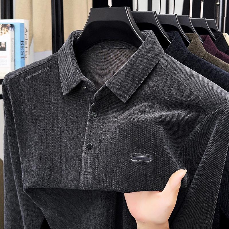 Autumn Long Sleeve Polo Shirt Men's Lapel Collar Casual Fashion Versatile T-Shirt Middle-Aged & Young Top