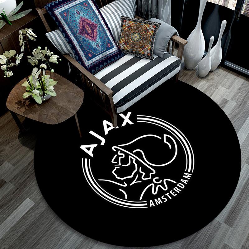 Amsterdamsche Football Club Ajax Round Area Rug,Carpet Rug for Living Room Bedroom Sofa Playroom Decor,Non-slip Floor Mat