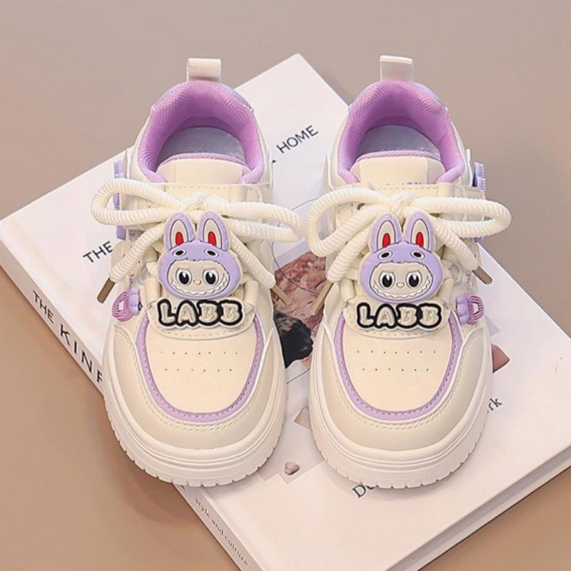 Girls' Cartoon Soft-soled Sports Shoes Fashionable and Versatile Breathable White Shoes