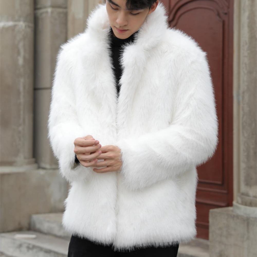 Herren Umweltfreundlicher Pelz Herbst und Winter Kurz Große Größe Pelz Plüschmantel Dick Warm Kunstpelz Lederjacke Trendy