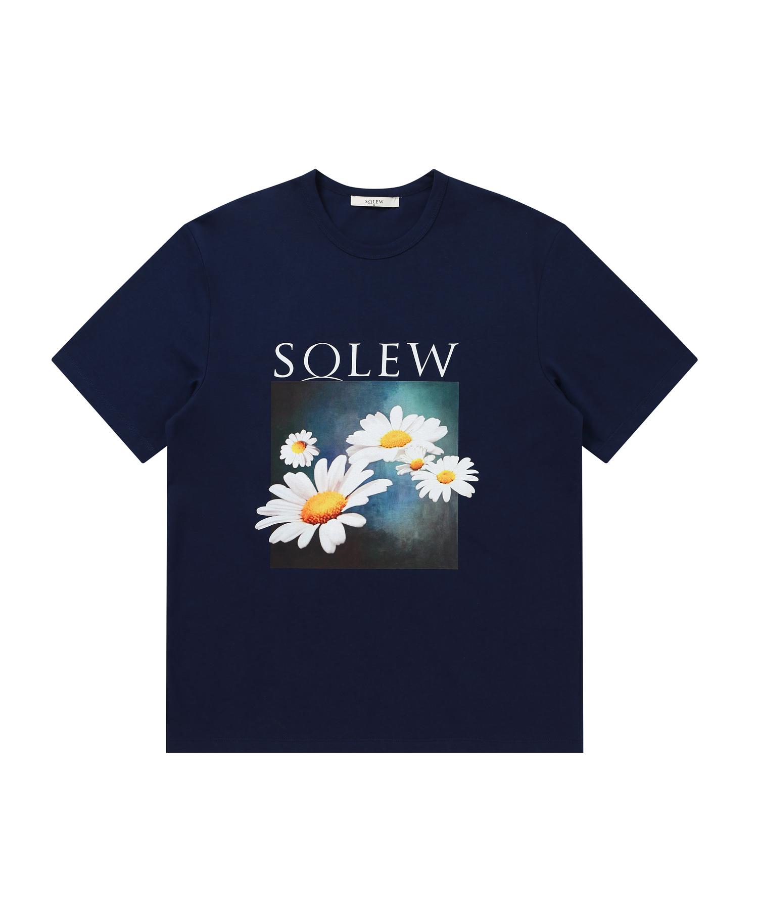 Soru Flower Graphic Short Sleeve T-Shirt_Navy S