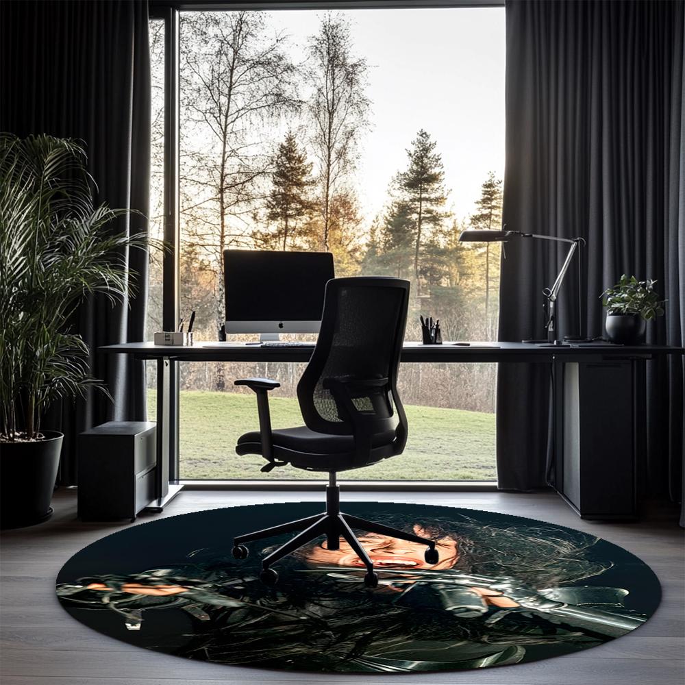 Loreen Printed Round Rug Carpet Chair Rug Area Rug Entryway Doormats,for Office Chair Living Room Bedroom Kitchen Room.