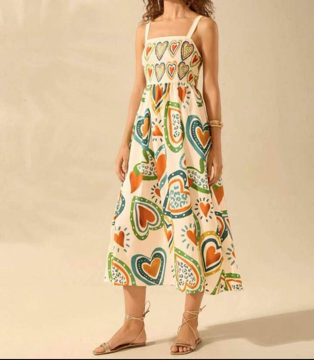 Amazon 2026 European and American summer new fashionable and sexy printed suspender long dress women s clothing S