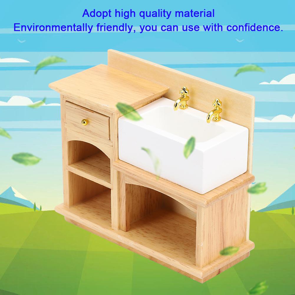 1:12     Accessory  ature Furniture   Kitchen Sink Wooden Wash Basin