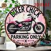 Vintage Pink Motorcycle Round Metal Sign Retro Biker Garage Wall Decor Men Cave Parking Ornament
