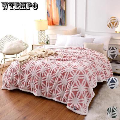 Bed Bedspread Winter Warmth Thickening Three-dimensional Double Layer Comfort Cotton Wool Jacquard Blanket Lamb Wool Blanket Home Textile Bedspread