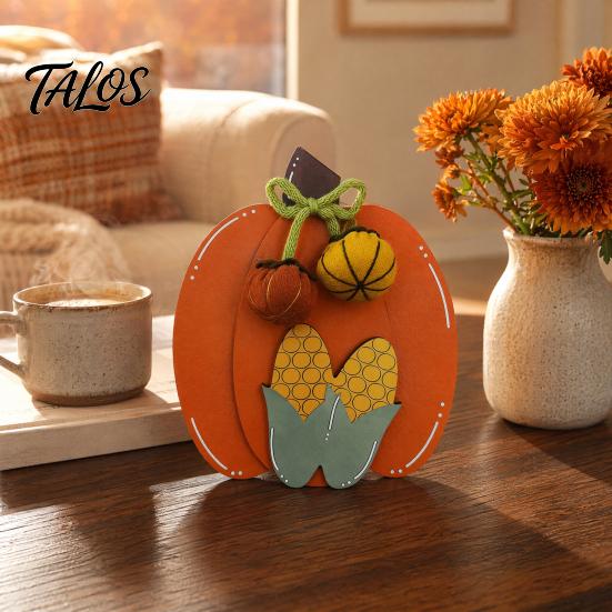 Kitchen Shelf Decor Wooden Fall Harvest Pumpkin Ornaments, Autumn Decorations, Decorative Tabletop Thanksgiving Table Centerpiece for Festival